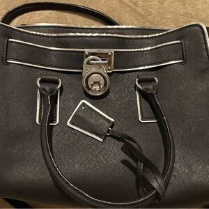 MICHAEL Michael Kors Black Satchel with Silver Accents